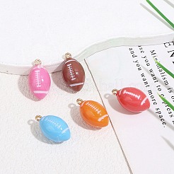 ラグビー合金エナメルペンダント  ゴールドカラー  ミックスカラー  17x10x9.5mm  穴：1.2mm&nbsp;ENAM-P264-04G
