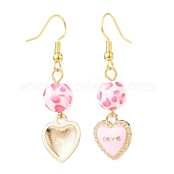 3 Pairs 3 Style Pink Alloy Enamel Charms & Resin Beads Dangle Earrings&nbsp;EJEW-JE05030-03