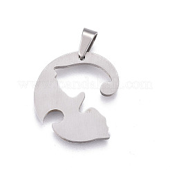 304 Stainless Steel Split Kitten Pendants&nbsp;STAS-P235-05BP