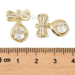 Brass Micro Pave Cubic Zirconia Pendants&nbsp;KK-C107-20B-G
