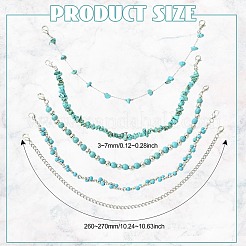 Zinc Alloy with ABS Imitation Pearl & Iron & Synthetic Turquoise Cap Chain&nbsp;AJEW-CJC0020-004P-1