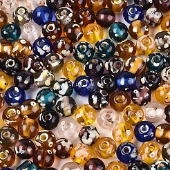ピカソ ベーキングペイント ガラスシードビーズ  ラウンド  ミックスカラー  6~6.5mm  穴：1.2~1.6mm  約1550個/ポンド&nbsp;SEED-N007-38A-01