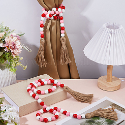 2Pcs Valentine's Day Wood Beads Pendant Decorations&nbsp;HJEW-FH00271