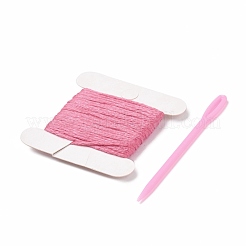 DIYクラウドウィンドチャイム作成キット  1個の木板入り  1枚のカードの綿糸と1本のプラスチックの編み針  クラフトを描く子供たちのために  ミックスカラー  糸と針：ランダムな色&nbsp;DIY-A029-04