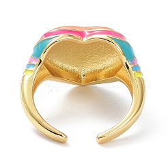 Brass Enamel Cuff Rings&nbsp;RJEW-P023-21G-E