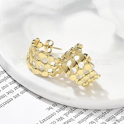 Ion Plating(IP) 304 Stainless Steel C-Shaped Stud Earrings for Women&nbsp;EJEW-A119-15G