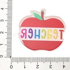 教師の日の両面プリントアクリルパーツ  りんご  35x37x2mm  穴：1.6mm&nbsp;OACR-R265-04C