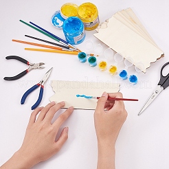 Diy色の描画木工芸品  木製カボション付き  プラスチックアートブラシペン値セットと空のペイントパレット  ミックスカラー  178~200x5~7mm&nbsp;DIY-PH0026-64