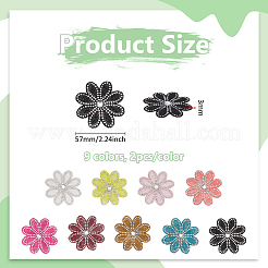 9 Colors Plastic & Rhinestone Sequin Patches&nbsp;PATC-FG0002-26