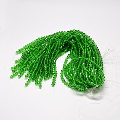 透明ガラスビーズ連売り  多面カット  双円錐形  ライムグリーン  4x4mm  穴：0.8~1mm  約75~78個/連  28~29cm&nbsp;EGLA-A039-T4mm-D03