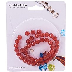 天然石カーネリアンビーズ連売り  染め  グレードA  ラウンド  8mm  穴：1mm  約48個/連  15.5インチ  1連 /セット&nbsp;G-PH0028-8mm-15