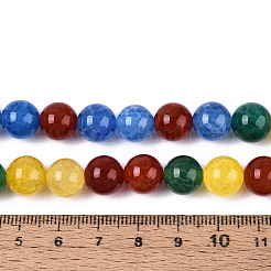 天然石クラック瑪瑙ビーズ連売り  染め  ラウンド  カラフル  10~10.5mm  穴：0.8~1mm  約37個/連  14.57インチ（37cm）&nbsp;G-N349-09C-01