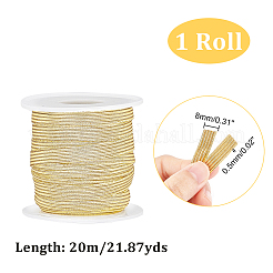 20mのスパークルポリプロピレンとラテックス弾性コード  DIYアクセサリー用  フラット  ゴールデンロッド  8mm  約21.87ヤード（20m）/セット&nbsp;EC-AR0001-09A