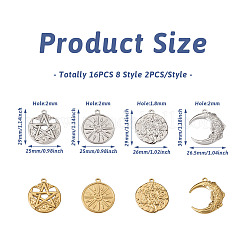 16Pcs 8 Style Rack Plating 304 Stainless Steel Pendants&nbsp;STAS-BY0001-13
