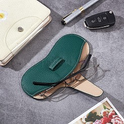 PUレザーメガネケース1個  眼鏡用  サングラスプロテクター  濃い緑  折りたたみ：87x175x8mm  展開：163x175x8mm&nbsp;AJEW-DJ0001-01C