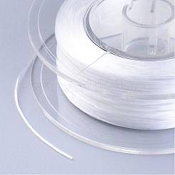 日本の環境に優しい染めフラット弾性クリスタルストリング  弾性ビーズ糸  ストレッチブレスレット作り用  フラット  ホワイト  0.6mm  約60m /ロール（65.62ヤード/ロール）&nbsp;EW-F005-0.6mm-02