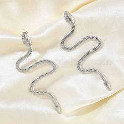 女性用304ステンレススチールスタッドピアス  ヘビ  ステンレス鋼色  76x31mm&nbsp;EJEW-K332-01P