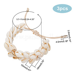 3Pcs Natural Cowrie Shell Charm Bracelets Set&nbsp;BJEW-PH0004-36