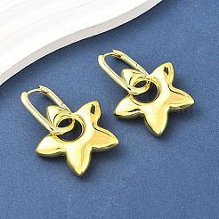 Star Brass Hoop Earrings for Women&nbsp;EJEW-U057-06C-01G