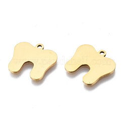 イオンプレーティング（IP）201ステンレスペンダント  レーザー切断  歯  ゴールドカラー  14x15x1mm  穴：1.4mm&nbsp;STAS-T044-244G