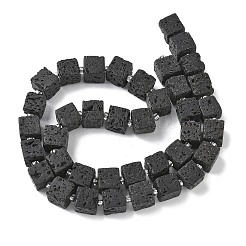 天然溶岩岩ビーズ連売り  キューブ  シードビーズで  8~8.5x8~8.5x8~8.5mm  穴：1.2mm  約38~39個/連  14.96''（38cm）〜15.35''（39cm）&nbsp;G-D338-A11