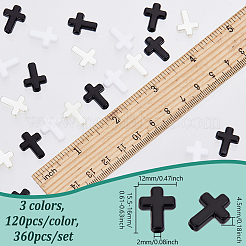 360 個 3 色不透明アクリルビーズ  クロス  ミックスカラー  15.5~16x12x4.5mm  穴：2mm  120個/カラー&nbsp;SACR-NB0001-19