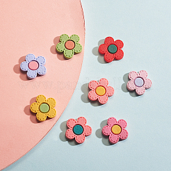樹脂カボション  DIYアクセサリー  花  ミックスカラー  17x18x3mm  5個/カラー  8色  40個/袋&nbsp;RESI-CJ0001-63