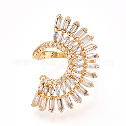Brass Micro Pave Clear Cubic Zirconia Cuff Rings for Women&nbsp;KK-T074-05G