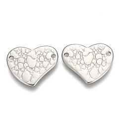 変色しにくい304ステンレススチールリンクコネクター  ハート  ステンレス鋼色  17x20x1.5mm  穴：1.5mm&nbsp;STAS-I094-45AS