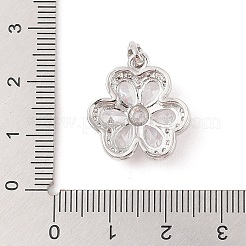 ラックメッキ真鍮マイクロパヴェキュービックジルコニアペンダント  長持ちメッキ  花  透明  19.5x19x7mm  穴：3.5x5mm&nbsp;ZIRC-I066-04P-01