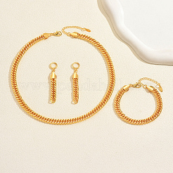 Brass Cuban Chain Bracelets & Earrings & Necklaces Sets for Women&nbsp;YY0535