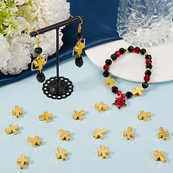 チベットスタイルの合金ビーズ40個。  カドミウムフリー＆鉛フリー  クロス  アンティーク黄金  15x12x5mm  穴：2mm&nbsp;TIBEB-SP0001-12AG