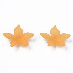 透明なアクリルビーズ  艶消し  花  砂茶色  26x27x6mm  穴：1.8mm  約980個/500g&nbsp;MACR-S373-127-D05