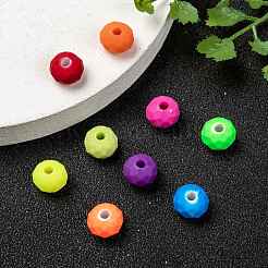 蛍光アクリルビーズ  ラバー加工  ロンデル  ミックスカラー  8x6mm  穴：2mm  約2400個/500g&nbsp;MACR-S181-8mm-M