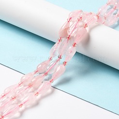 天然石ローズクォーツビーズ連売り  多面カット  ティアドロップ  12~16.5x7.5~8.5mm  穴：0.8mm  約20~21個/連  14.96~15.63''（38~39.7センチメートル）&nbsp;G-B028-A02