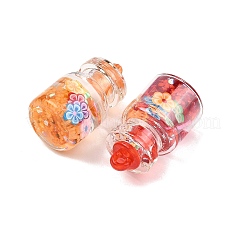 光るガラスとプラスチックのペンダント  ボトルチャーム  暗闇で光る  ミックスカラー  27x15mm  穴：1.8mm&nbsp;GLAA-G129-02