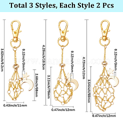 6Pcs 3 Styles Moon Alloy Swivel Lobster Claw Clasps & Brass Cable Chains&nbsp;AJEW-SC0003-98G