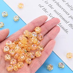 透明なアクリルビーズ  ABカラーメッキ  花  オレンジ  10x5mm  穴：1.8mm  約1650個/500g&nbsp;MACR-S373-06-C05