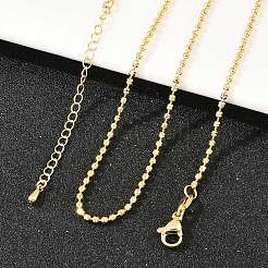 2mm真鍮ボールチェーンネックレス（男女兼用）  18KGP本金メッキ  17.76インチ（45.1cm）&nbsp;X-NJEW-L012-04G