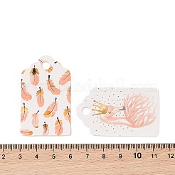 紙の羽根プリントギフトタグ100個  長方形  ミックスカラー  5x3x0.04cm&nbsp;CDIS-H007-10