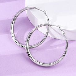 304ステンレススチールフープピアス  ステンレス鋼色  51x5mm&nbsp;EJEW-Z093-01P-01