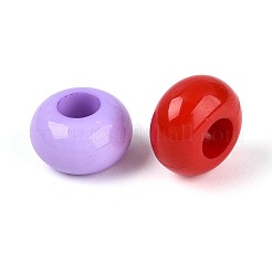 不透明なアクリルの欧州大きな穴ビーズ  ロンデル  ミックスカラー  14x8mm  穴：5.5mm  約555個/500g&nbsp;SACR-N019-03
