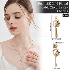 6Pcs Brass Micro Pave Clear Cubic Zirconia Pendant&nbsp;ZIRC-BBC0001-46