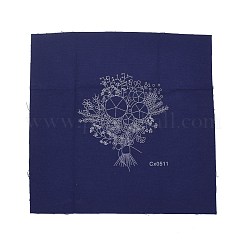 DIYブーケ模様刺繍キット  模造竹フレームを含む  鉄製ピン  布  カラフルな糸  ミッドナイトブルー  213x201x9.5mm  内径：183mm&nbsp;DIY-O021-14B