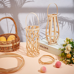 4Pc 4 Styles Flat Natural Bamboo Wicker Strips&nbsp;WOOD-FG0001-38A