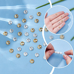 40個 2色 925スターリングシルバービーズキャップ  マルチ花弁花  銀  5x1.2mm  穴：1.2mm  20個/カラー&nbsp;STER-AR0001-27
