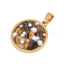 Natural Tiger Eye Chip and Plastic Pearl Pendants&nbsp;GG-CBA82D7-01G-04