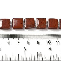 天然石レッドジャスパービーズ連売り  正方形  シードビーズで  10~10.5x10~10.5x5~5.5mm  穴：1.6mm  約32個/連  15.16~15.35インチ（38.5~39cm）&nbsp;G-L596-A05-01