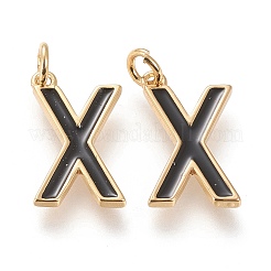 真鍮製エナメルペンダント  丸カン付き  長持ちメッキ  18KGP本金メッキ  文字.x  ミックスカラー  文字.x  X：17.5x10x1.8mm  丸カン：内径：3mm&nbsp;KK-R139-X