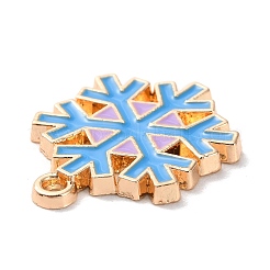 クリスマス亜鉛合金エナメルペンダント  ライトゴールド  スノーフレーク  22x17.5x2mm  穴：1.6mm&nbsp;PALLOY-K008-03G-KCG